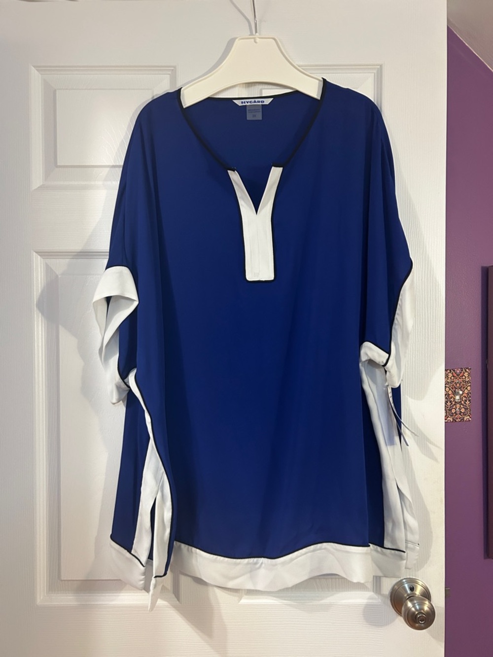Nygard 2X NWT Royal Blue & White V-Notch Tunic